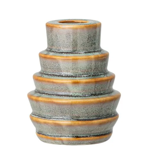 Bloomingville Kerzenständer EMIN green 9 cm | Steingut | Kerzenhalter grün