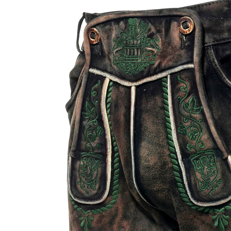 Himmel Arsch und Zwirn Lederhose Braumeister Alt Kohle Olive