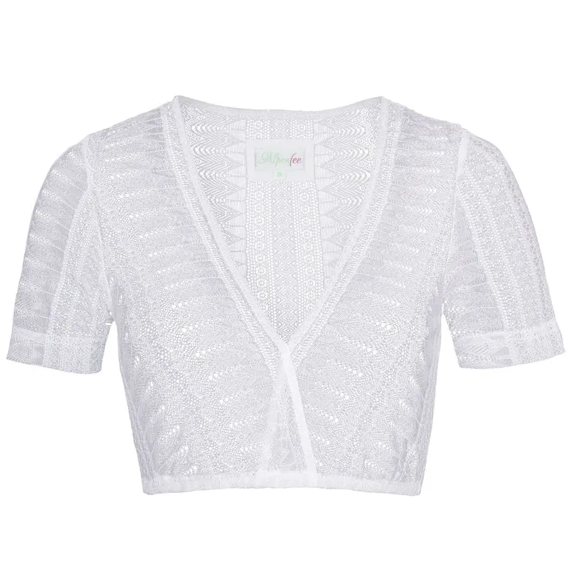 Alpenfee Dirndl Bluse Nessa Gemustert Weiß