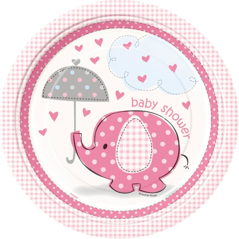 Pappteller "Elefant pink" | Ø23cm/8Stk.