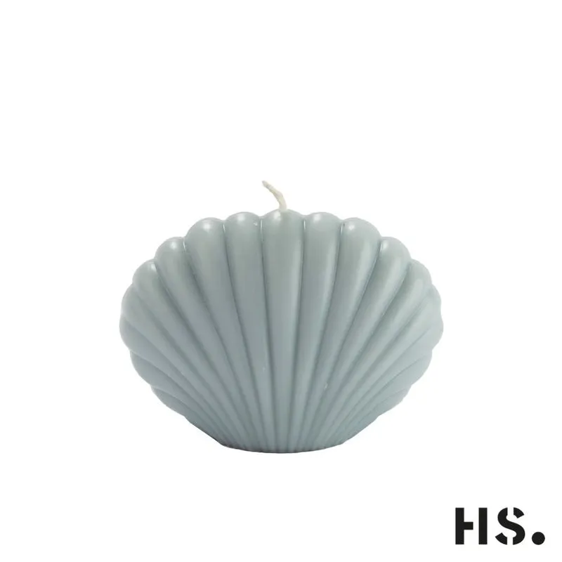 Muschelkerzen 2er Spar-Set HELLBLAU und SANDBEIGE Kerze ca. 9x7x5cm