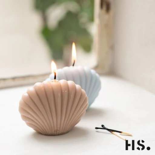Muschelkerze blau SHELL CANDLE ca. 9x7x5 cm Kerze | HOME SOCIETY