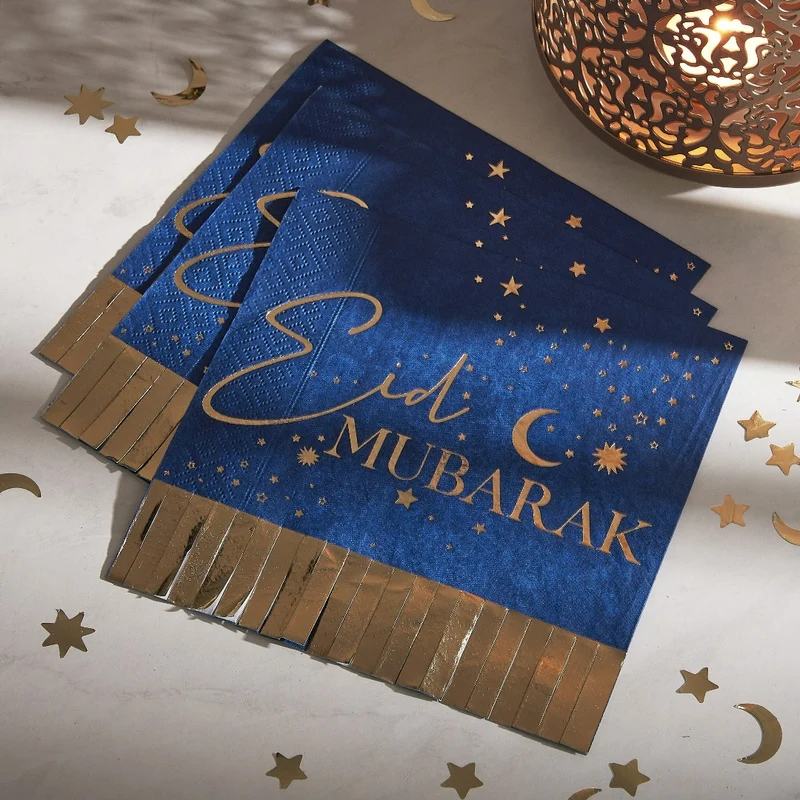 Eid Mubarak Servietten mit Fransen (16 Stück)