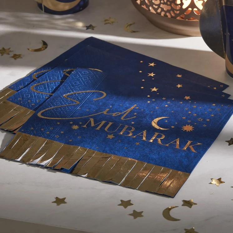 Eid Mubarak Servietten mit Fransen (16 Stück)