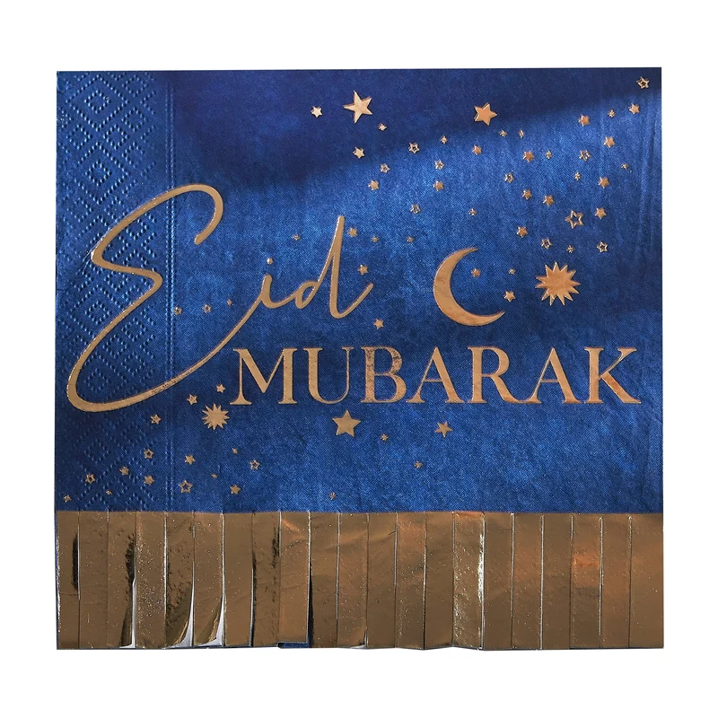 Eid Mubarak Servietten mit Fransen (16 Stück)