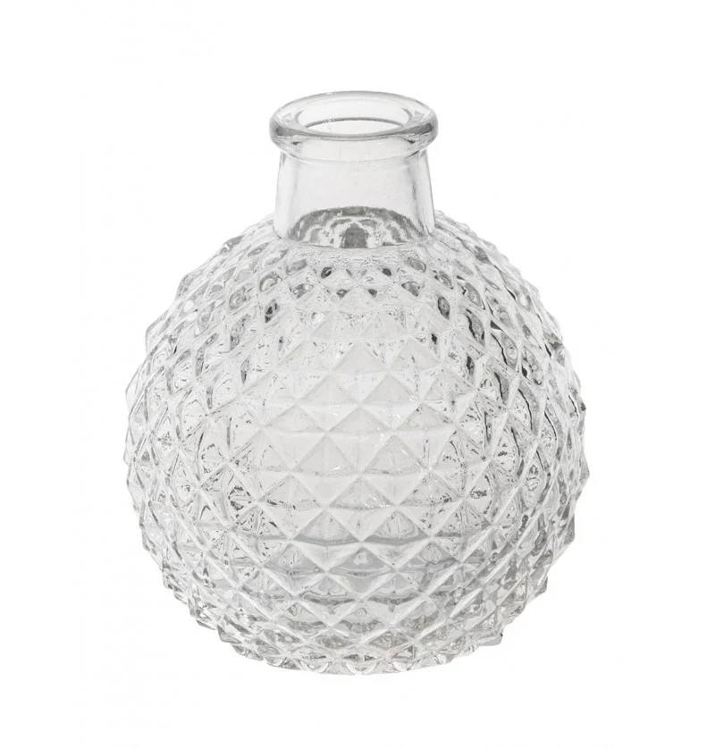 Glas Vase rund klein mit Karorelief (1 Stück)