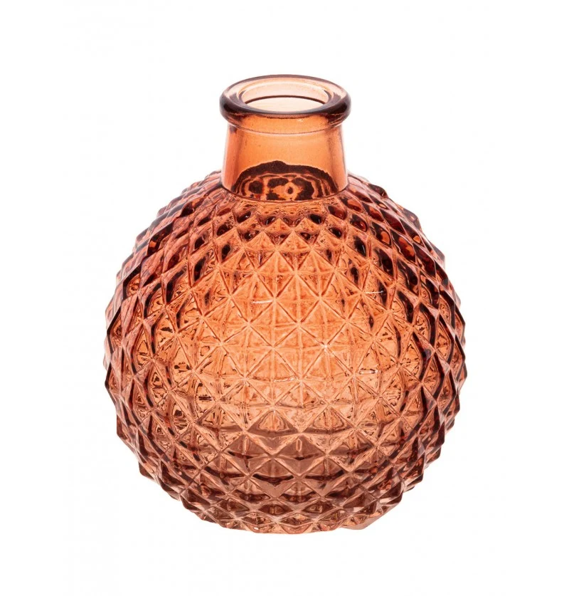 Glas Vase rund klein mit Karorelief (1 Stück)
