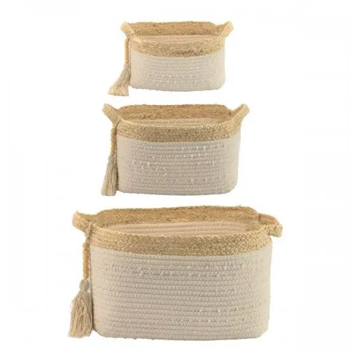 Korb medium weiß natur | Aufbewahrung VIVIR | 36x21x18 cm | HOME SOCIETY