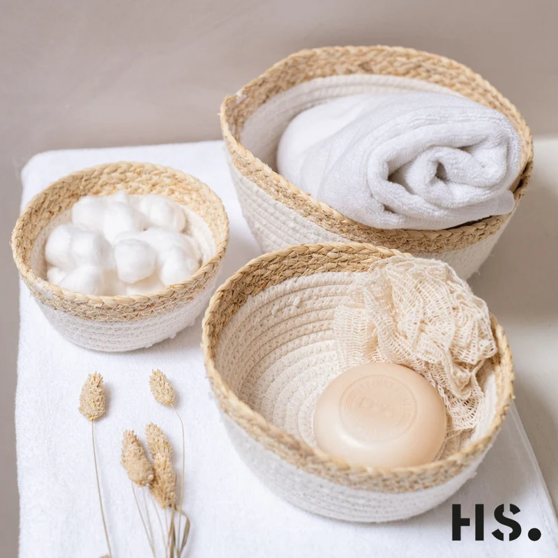 Korb groß rund weiß natur | Aufbewahrung OSO | 22x13 cm | HOME SOCIETY