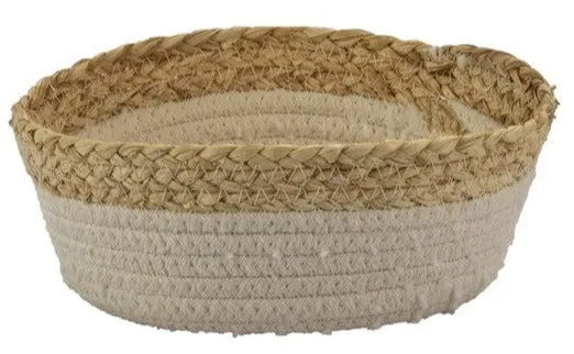 Korb rund weiß natur | Aufbewahrung OSO | medium 19x9 cm | HOME SOCIETY