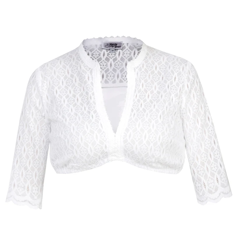 MarJo Bluse Irmgard Linda Blumen Gitter Spitze Weiß