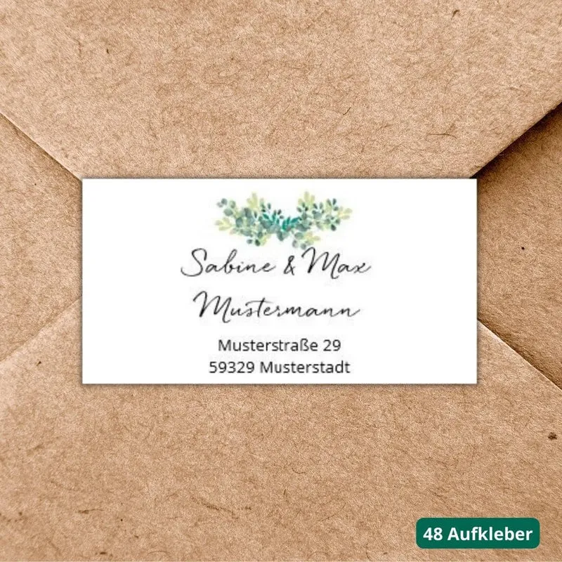 Personalisierte Adressaufkleber Eukalyptus (48 Stück)