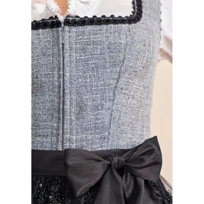 Krüger Dirndl Ashly Schwarz Grau Modern 70cm