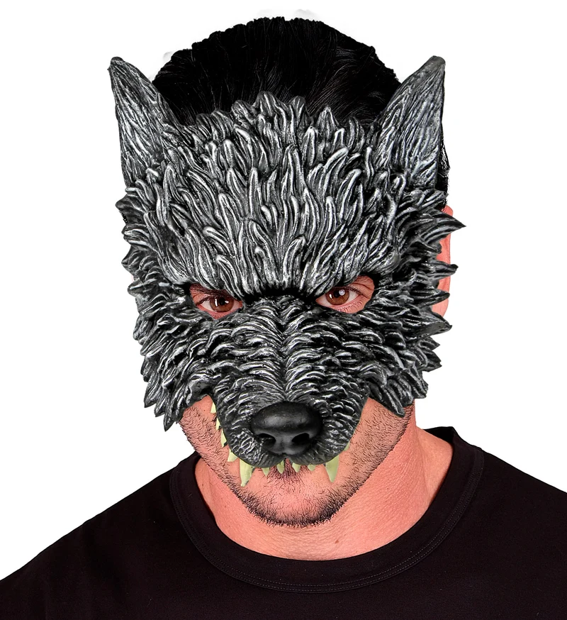 Halloween "kinnlose Wolfsmaske" | Grau