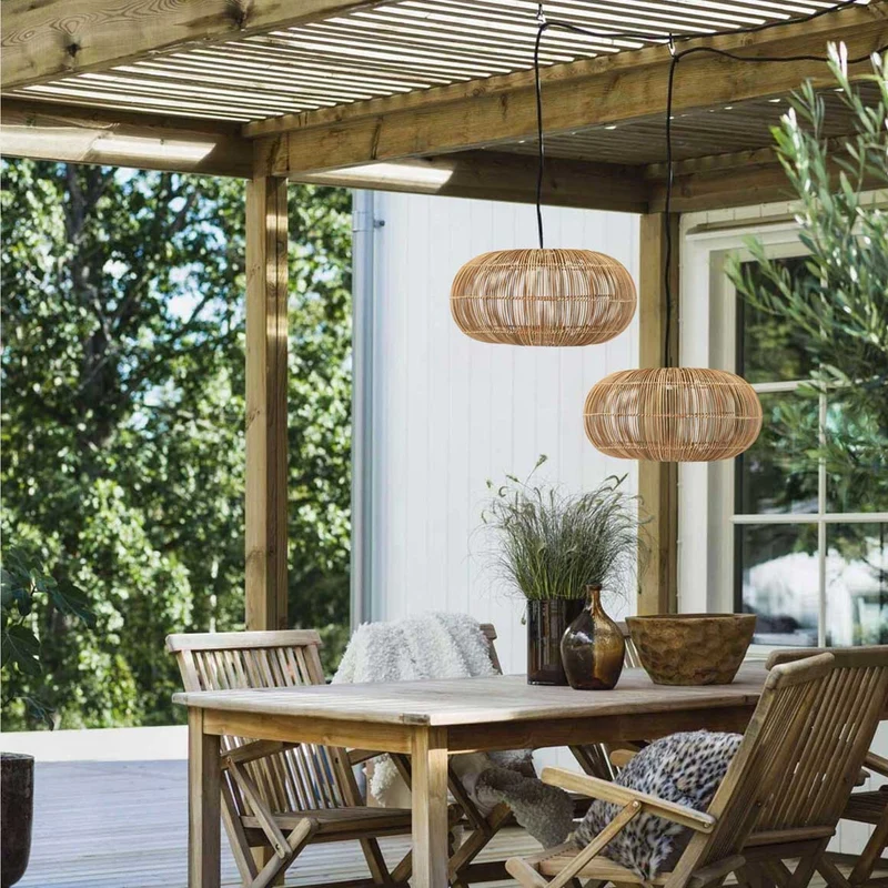Terrassenlampe aus Rattan Zuri