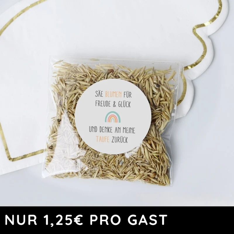 Gastgeschenk Set Blumensamen Taufe Regenbogen (24 Stück)