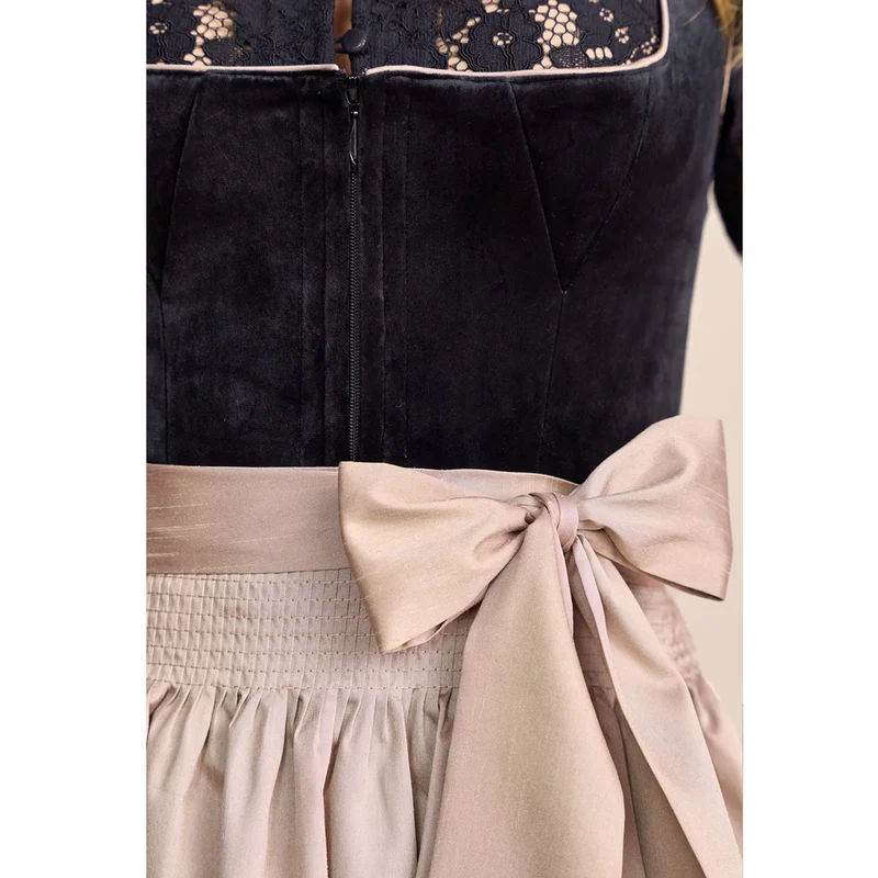 Krüger Dirndl Suzanne Schwarz Beige Samt 70cm
