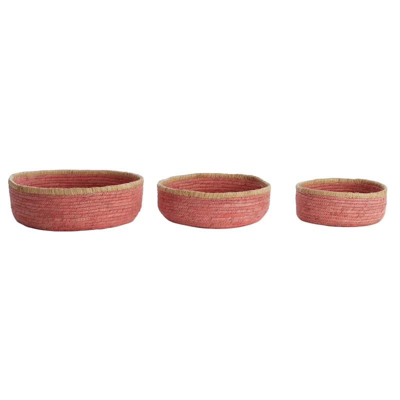 Korb PAITO 3er Set max Ø39x13 rosa, naturell