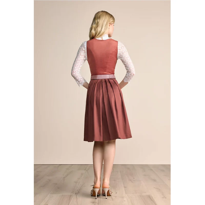 Krüger Dirndl Alisha Rost/Rosa Samtdirndl 60cm