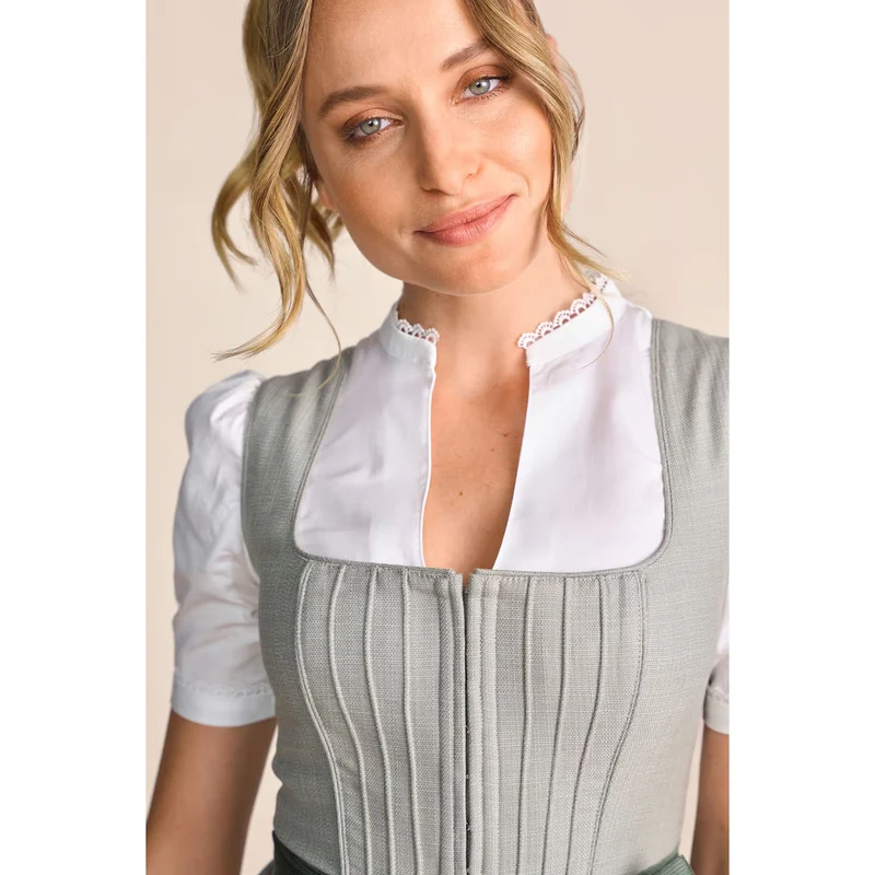 Krüger Dirndl Margit Grün 60cm Leinen Mieder
