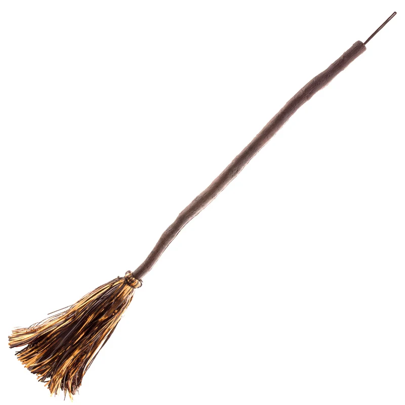 Knorriger Hexenbesen mit Glitzerborsten 85 cm | Braun Orange