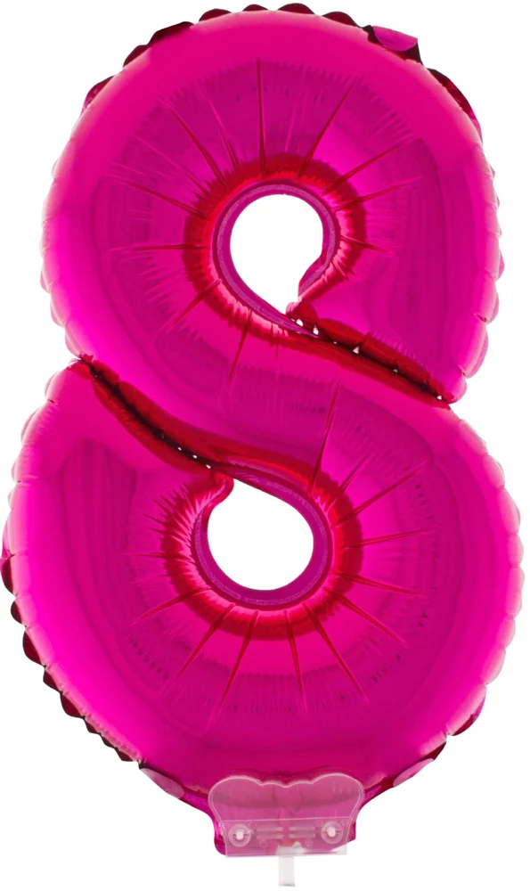 Zahlen Folienballon 41 cm mit Stab - Pink | Dekoration Geburtstag Jahrestag