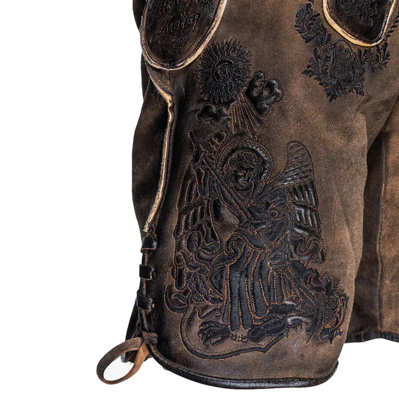 Himmel Arsch und Zwirn Lederhose St. Virtus Rustik Panther Schwarz