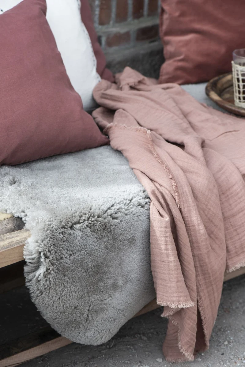 Plaid doppelt gewebt ZIEGEL | Decke 130x170 cm | Baumwolle | Ib Laursen