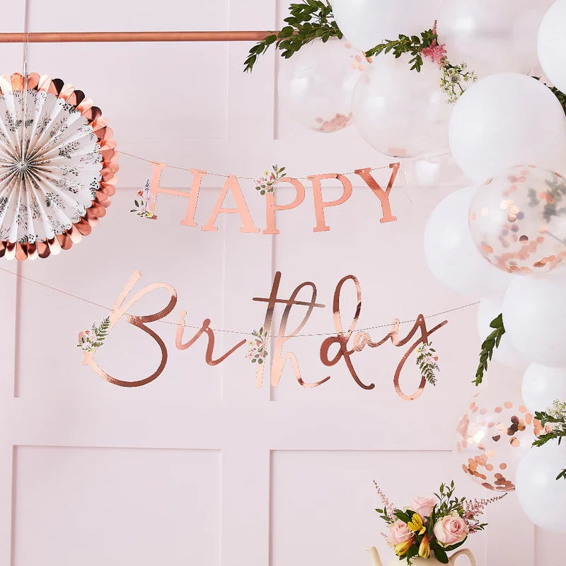 Girlande Happy Birthday floral
