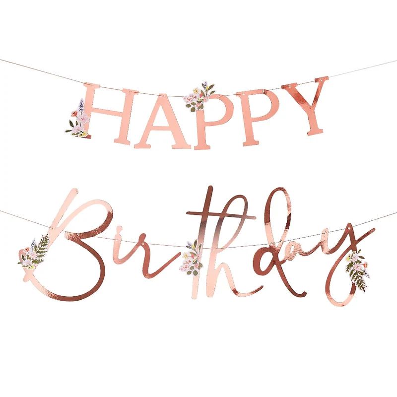 Girlande Happy Birthday floral