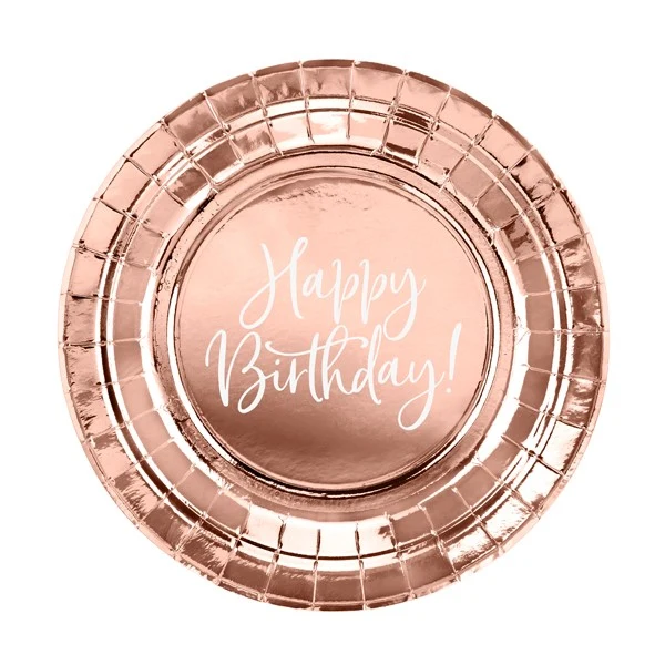 Pappteller Happy Birthday rosegold (6 Stück)