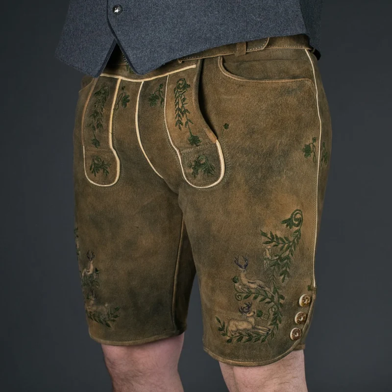 Datschi Trachten Lederhose Simmerl Braun Grün