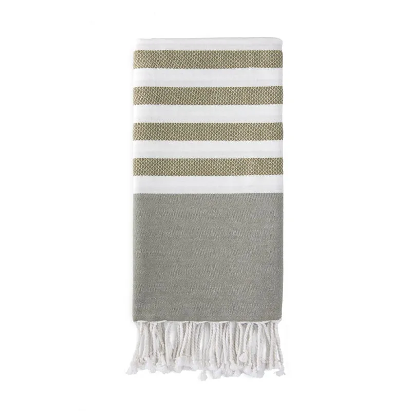 Tuch grün Hamam | FOUTA SUNSHADE HAPPINESS armygreen | 100x180 cm | Walra