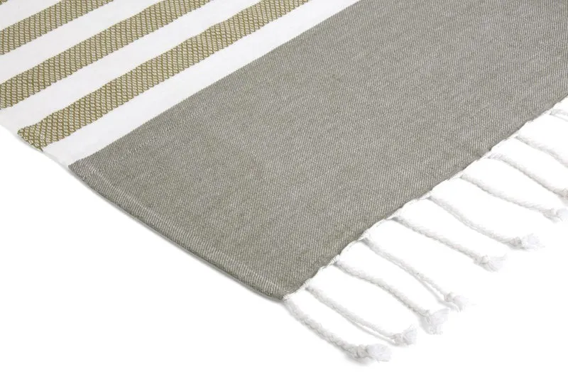 Tuch grün Hamam | FOUTA SUNSHADE HAPPINESS armygreen | 100x180 cm | Walra