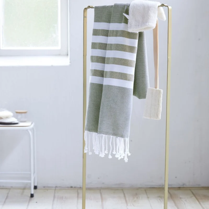 Tuch grün Hamam | FOUTA SUNSHADE HAPPINESS armygreen | 100x180 cm | Walra