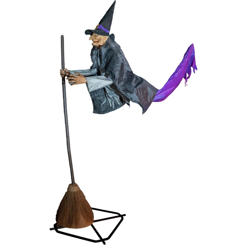 Halloween Standfigur "Fliegende Hexe Willa" - Animatronic Outdoor geeignet | 310 cm