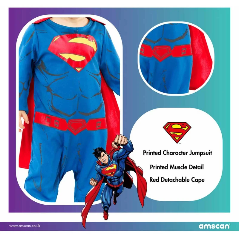 Kostüm "Superman" für Kinder 2-3 Jahre | Blau/Rot - Overall mit Umhang