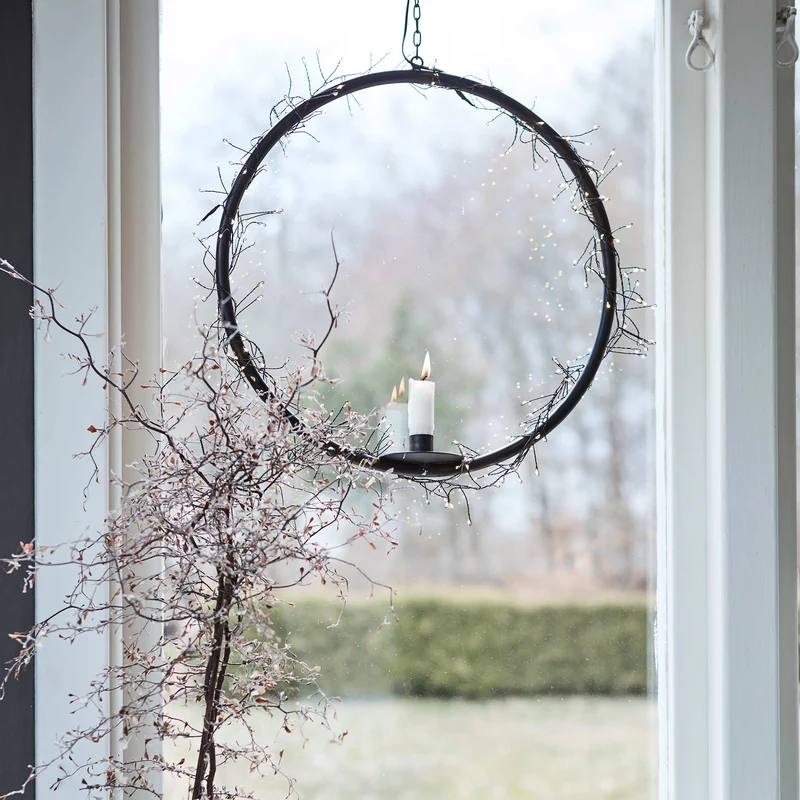 Hängender Kerzenhalter Ring in Schwarz "Noir"