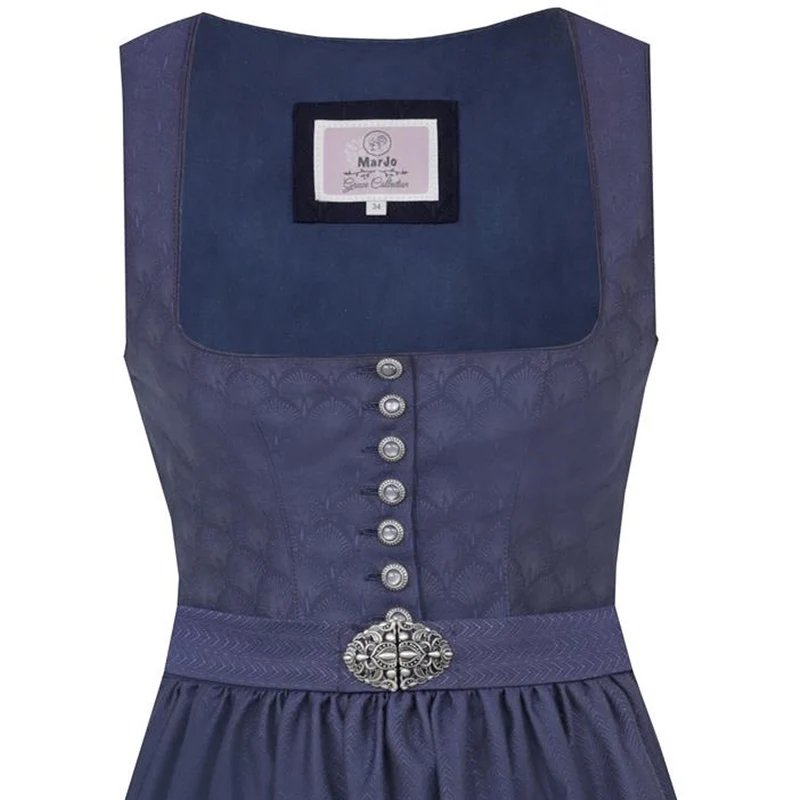 MarJo Dirndl Otterfing Marine Blau Gerader Ausschnitt 75cm