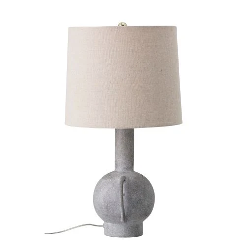 Bloomingville Tischlampe KEAN 58,5 cm grau Terracotta Lampenfuß mit Lampenschirm