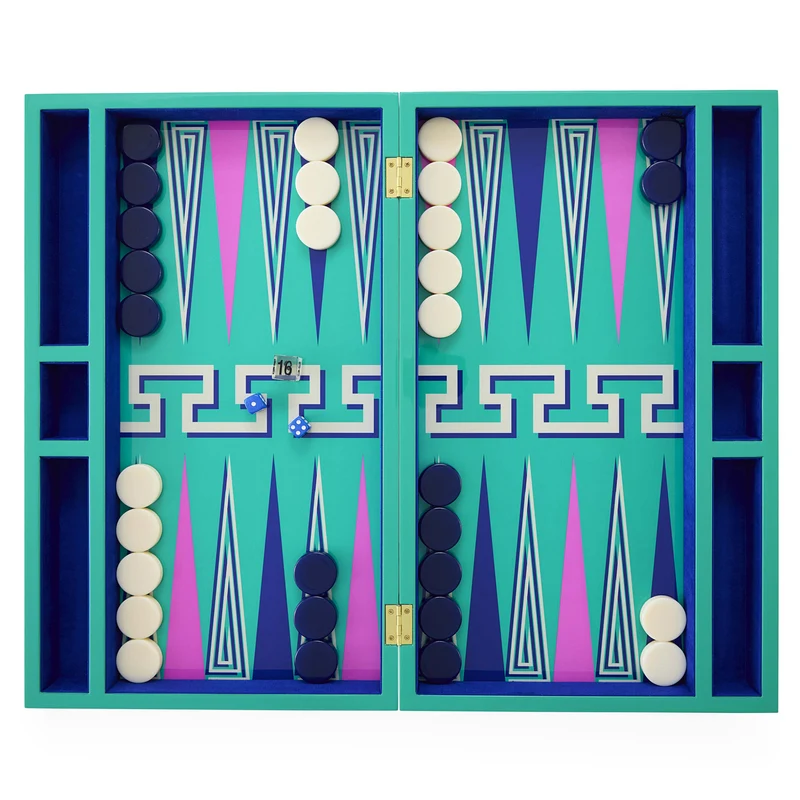 Backgammon Set LABYRINTH blau