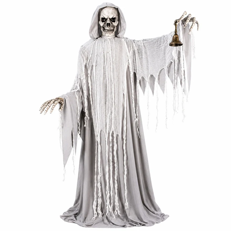 Halloween Standfigur "Geister-Skelett mit Glocke" - Animatronic | 182cm