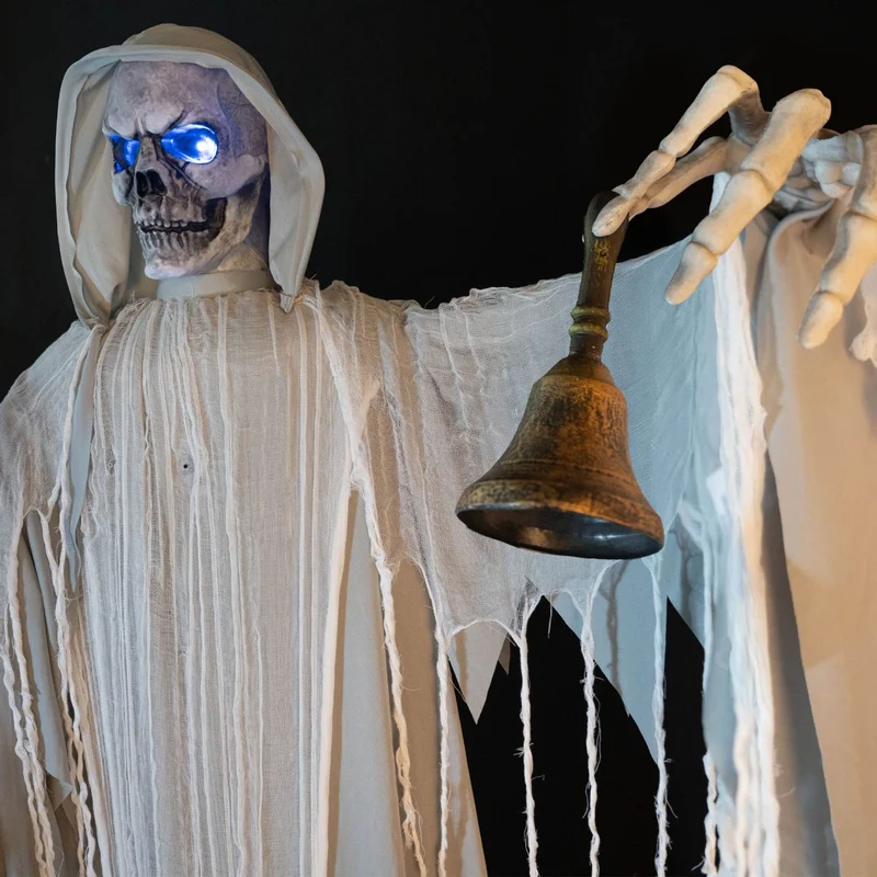 Halloween Standfigur "Geister-Skelett mit Glocke" - Animatronic | 182cm