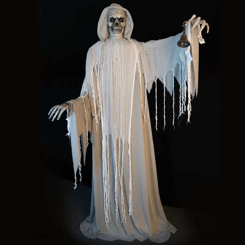 Halloween Standfigur "Geister-Skelett mit Glocke" - Animatronic | 182cm