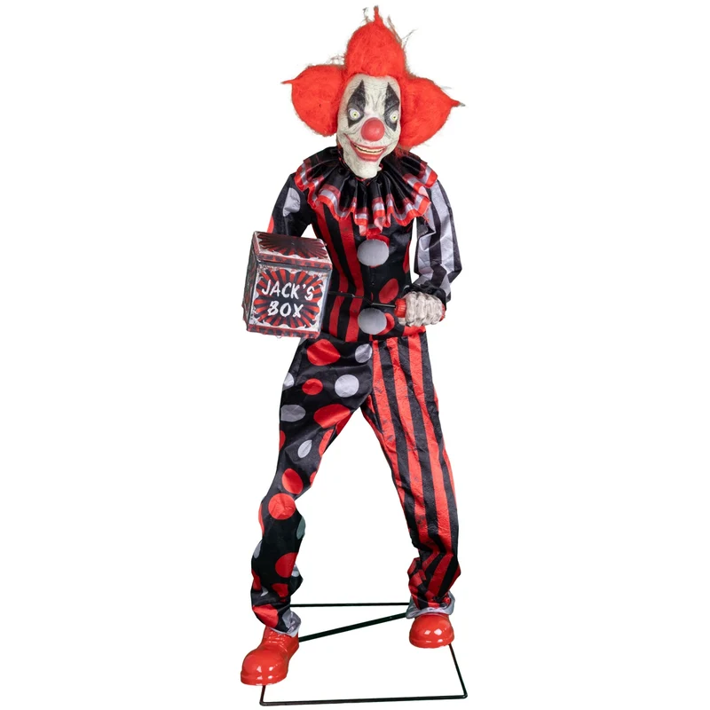 Halloween Standfigur "Clown Jester mit Spieldose" - Animatronic | 175 cm