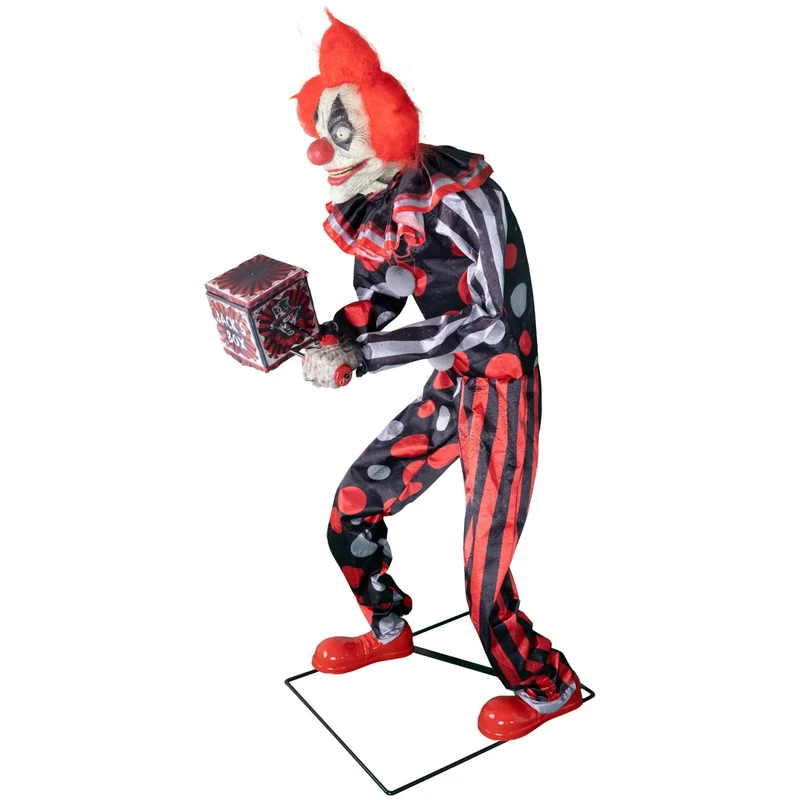 Halloween Standfigur "Clown Jester mit Spieldose" - Animatronic | 175 cm