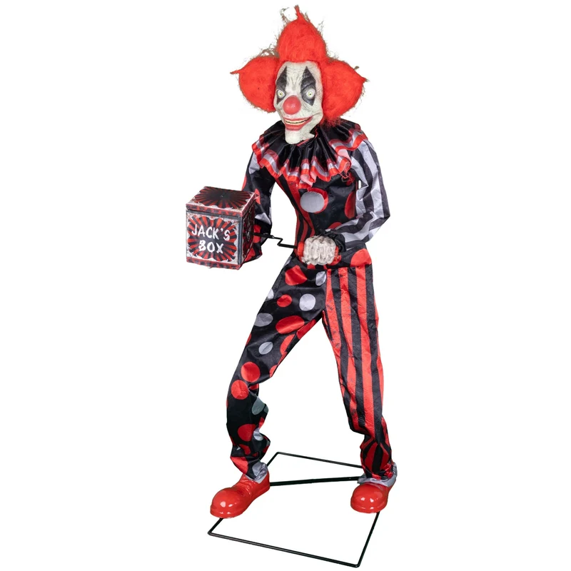 Halloween Standfigur "Clown Jester mit Spieldose" - Animatronic | 175 cm