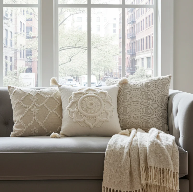 Boho Kissen in Weiss "Capri"