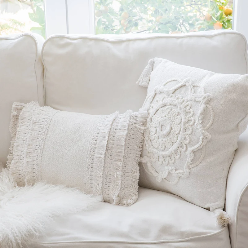 Boho Kissen in Weiss "Capri"