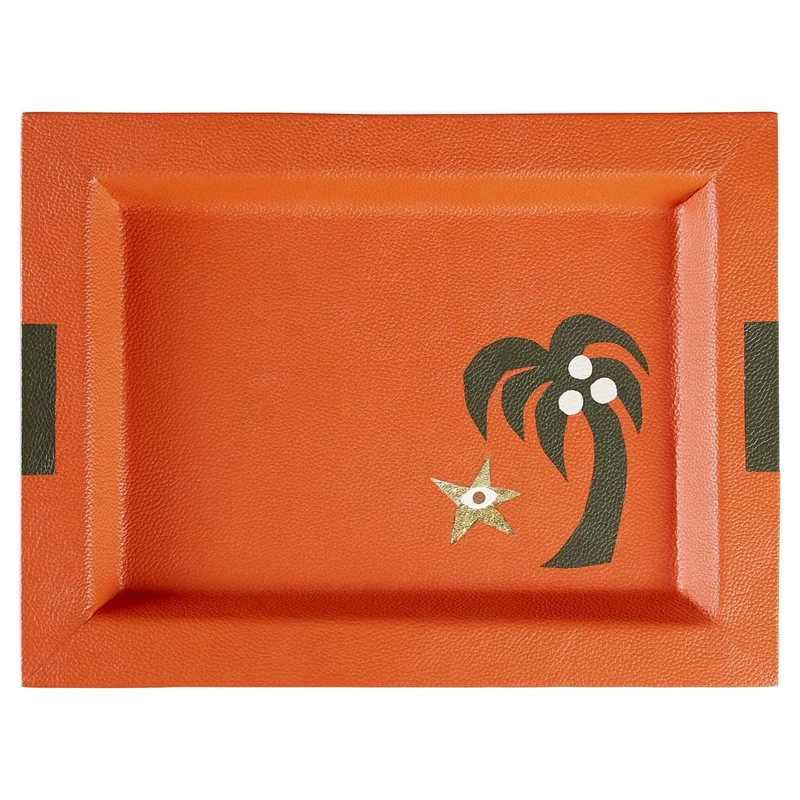 Leder-Tablett PLAYA PALM TREE orange 31 x 23 cm